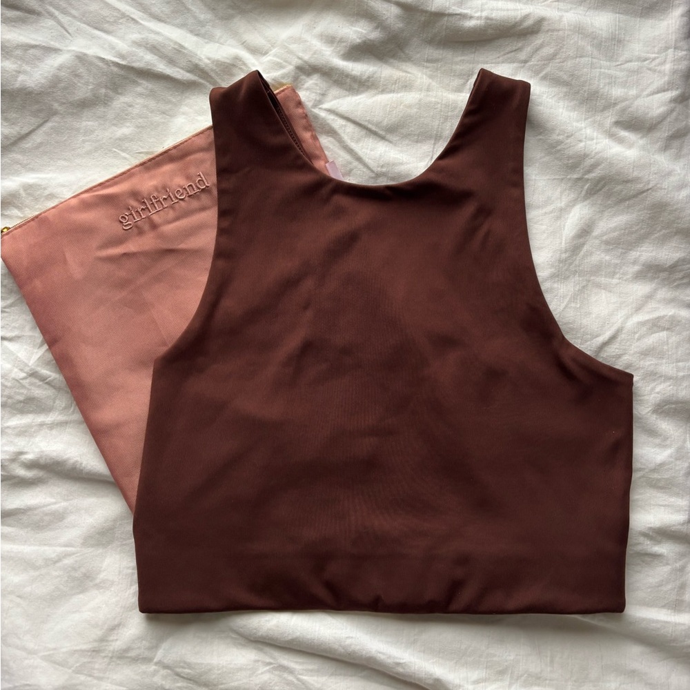Girlfriend collective Dylan cropped tank sports bra earth size medium